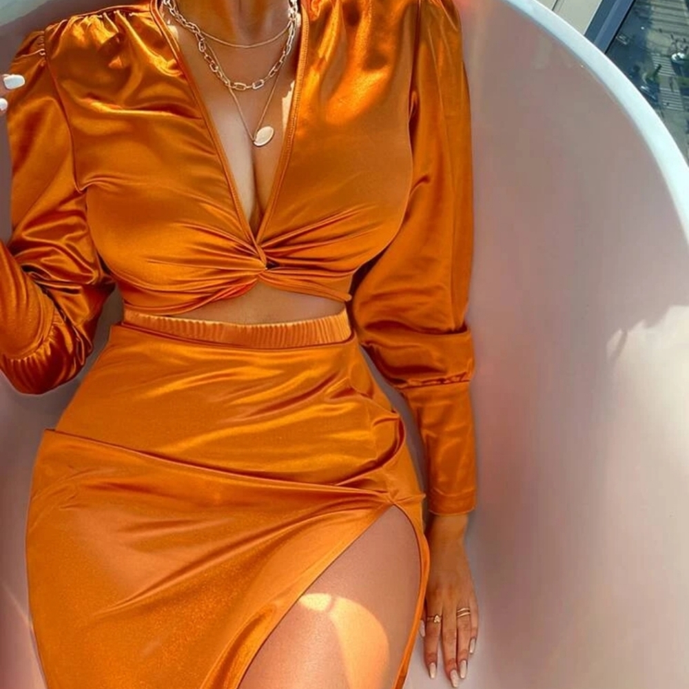 Beautiful burnt orange silk dress